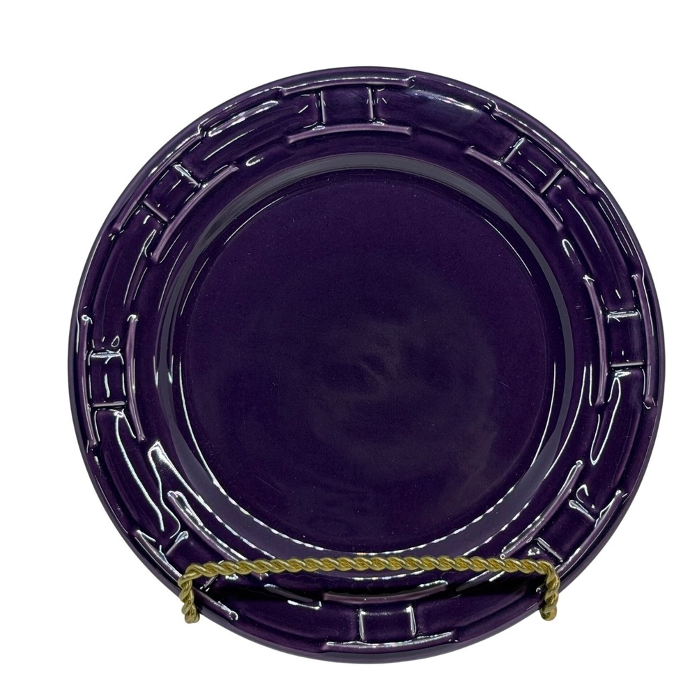 Longaberger Luncheon Plate Eggplant Purple Woven Pottery Dinnerware 9 Inch